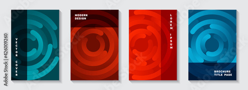 Editable publication covers collection. Graphic banner circles goemetry vector backdrops. Aim goal