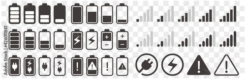 Signal and battery icons. Network signal strength and telephone charge level. 