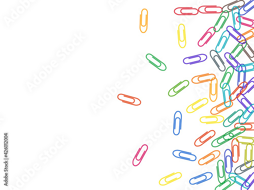 Stationary paperclips isolated on white background