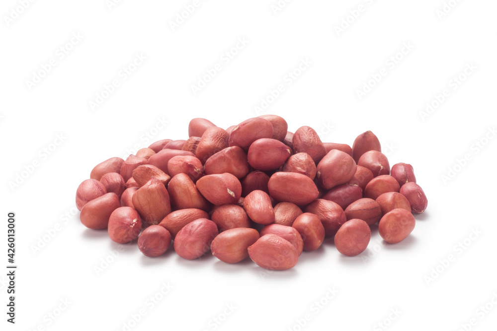 Red peanuts isolated on white background. Red peanuts isolated on white background.