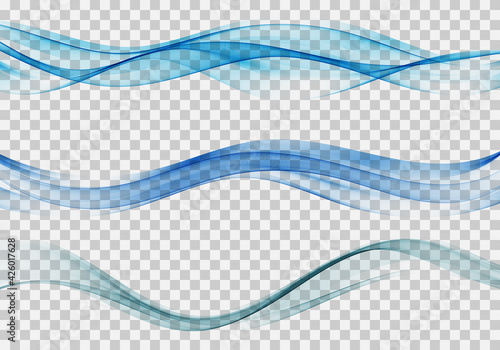 Abstract blue wave on a transparent background.Blue wave element