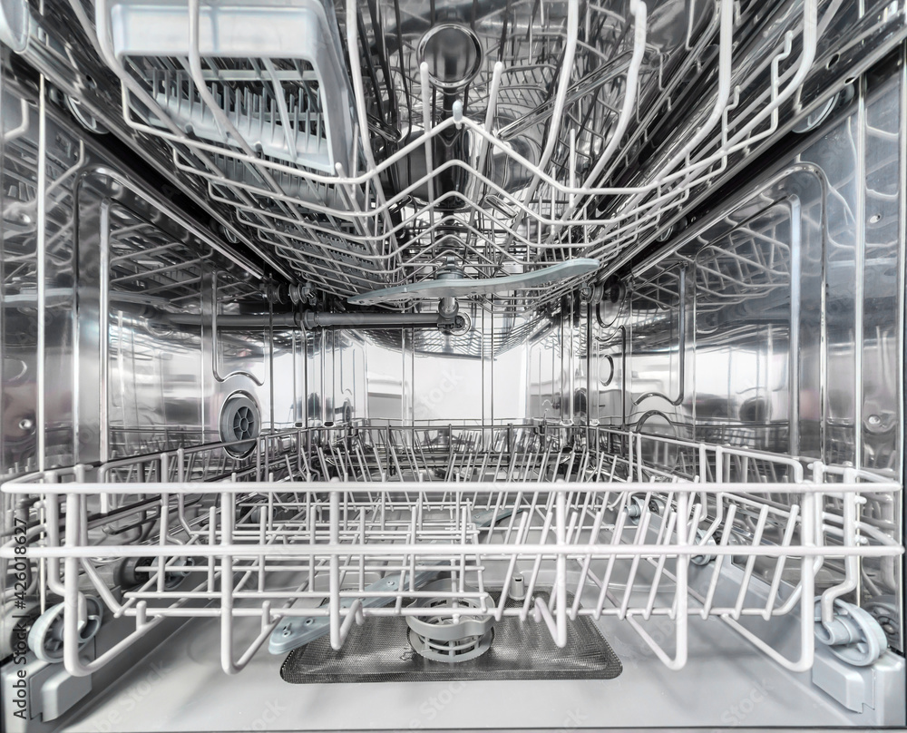Fototapeta premium Inner space of dishwasher machine.