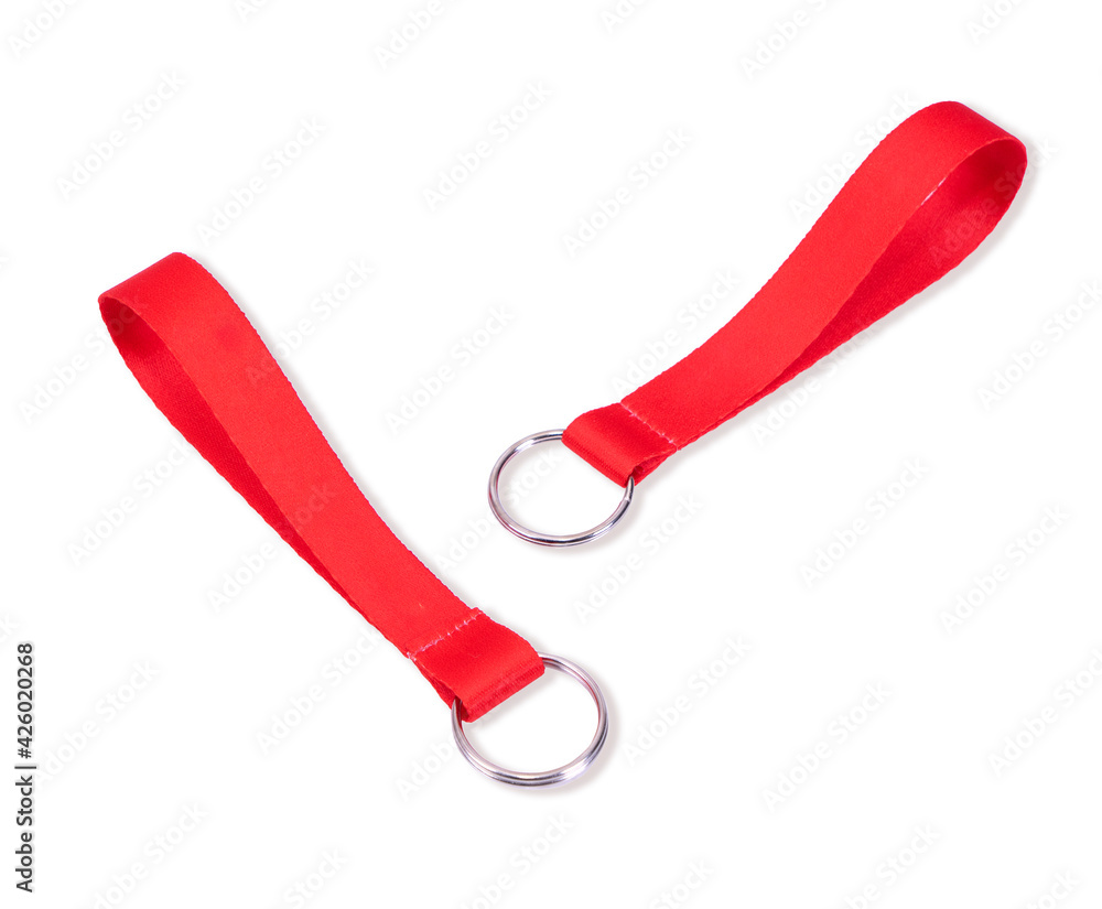 Red Wrist Lanyard Keychain. Isolated on white background Red Wrist Lanyard Keychain. Isolated on white background