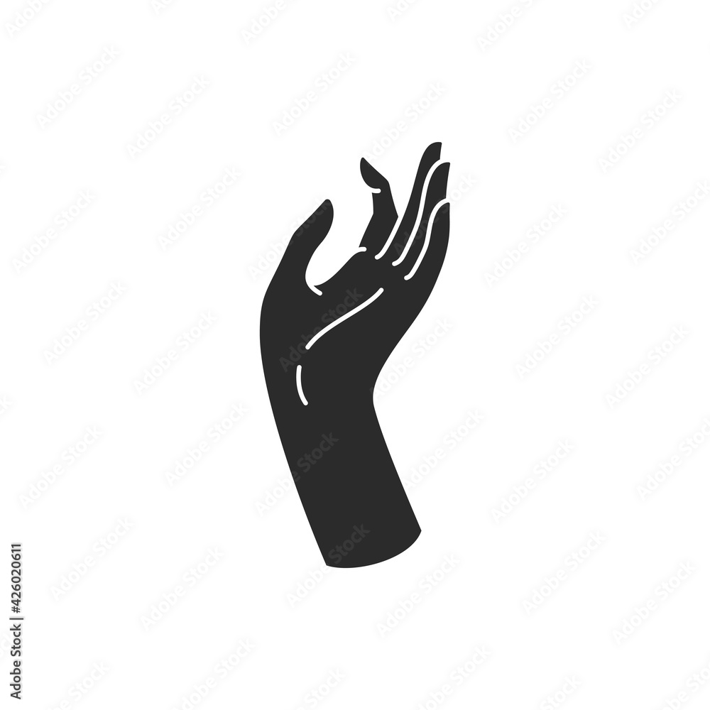 Magic woman hand palm gesture and fingers silhouette vector illustration Magic woman hand palm gesture and fingers silhouette vector illustration