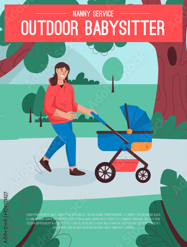 Vector poster of Outdoor Babysitter Service concept