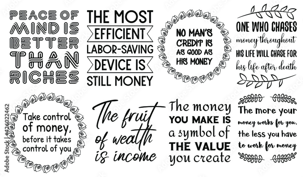Fototapeta premium Set of vector quotes about money business and success 