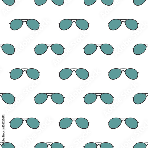 seamless pattern with sunglasses on white, vector illustration