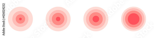 Pain signs set. Circles of pain. Design element for painkiller advertisement and medical information posters. Vector illustration