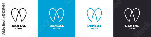Dentist center logos set. Tooth logo. Dental treatment. Vector illustration
