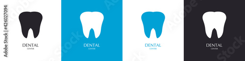 Dentist center logos set. Tooth logo. Dental treatment. Vector illustration