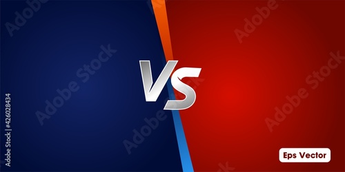 Versus background. Sport competition VS poster, game fight battle duel concept, blue red team design. Vector versus comparison flat poster