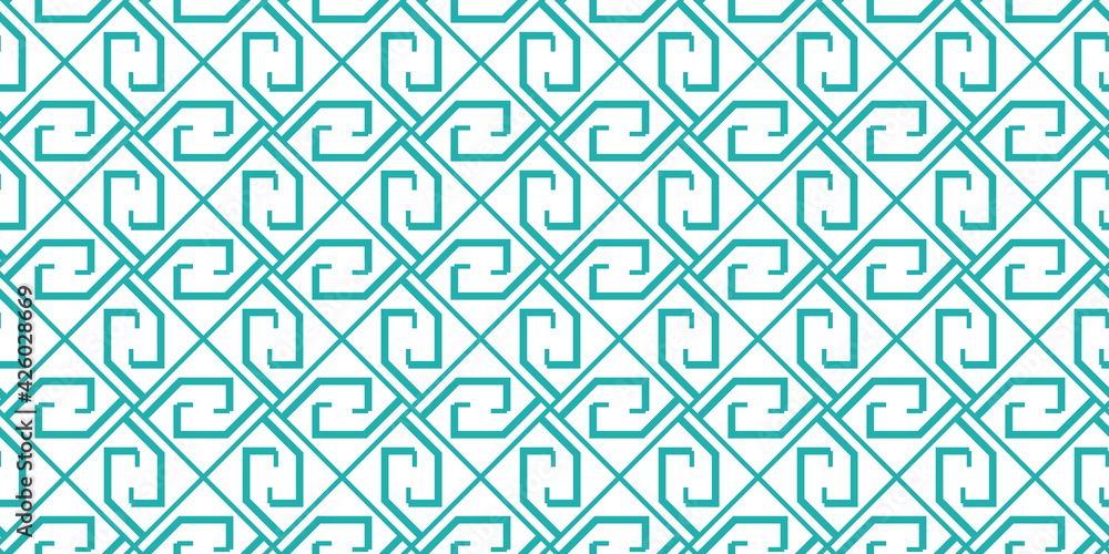 Greek key seamless pattern, vector geometric background, green meander ornament, roman line print. Abstract graphic illustration Greek key seamless pattern, vector geometric background, green meander ornament, roman line print. Abstract graphic illustration