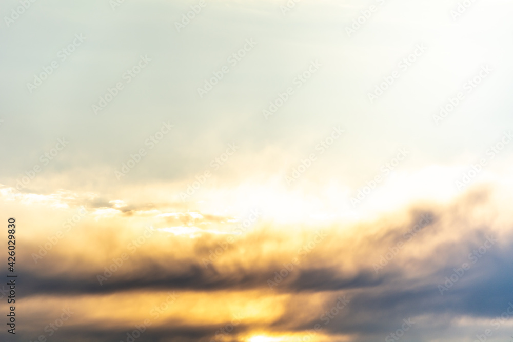 Colorful sky at sunset, background. 