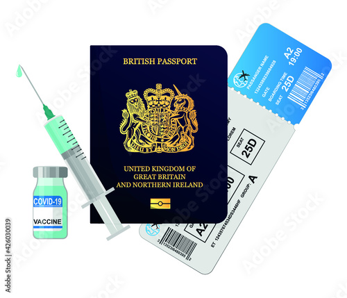 vaccination and immunity passport for the united kingdom. health concept. vaccination concept. safe travel and tourism concept.
