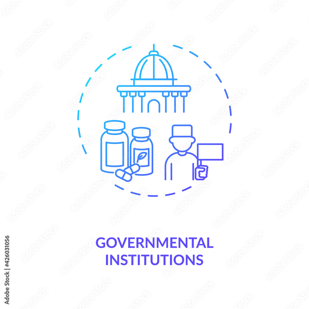 Governmental institutions concept icon. Trials sponsorship idea thin line illustration. Medicine donations. Recognizing outstanding achievement in medicine. Vector isolated outline RGB color drawing
