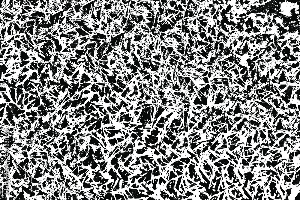 The grunge texture is a rough, uneven surface that resembles frozen mud, a puddle, or cracked ice. Abstract monochrome background. Vector fig. Overlay template The grunge texture is a rough, uneven surface that resembles frozen mud, a puddle, or cracked ice. Abstract monochrome background. Vector fig. Overlay template