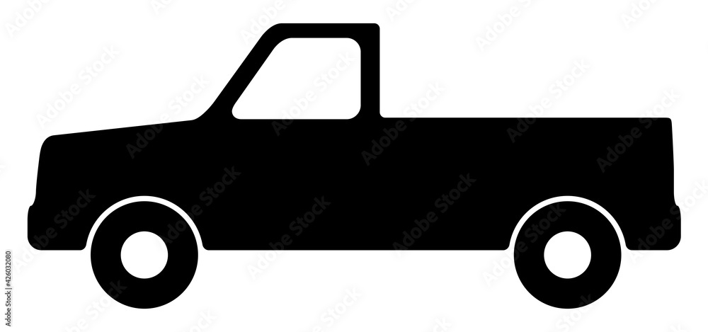 Vector illustration of a pickup passenger car silhouette. Vector illustration of a pickup passenger car silhouette.