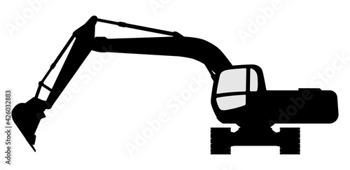 The silhouette of the excavate on a white background.