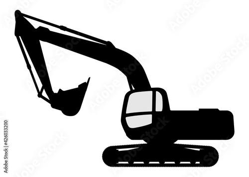 The silhouette of the excavate on a white background.