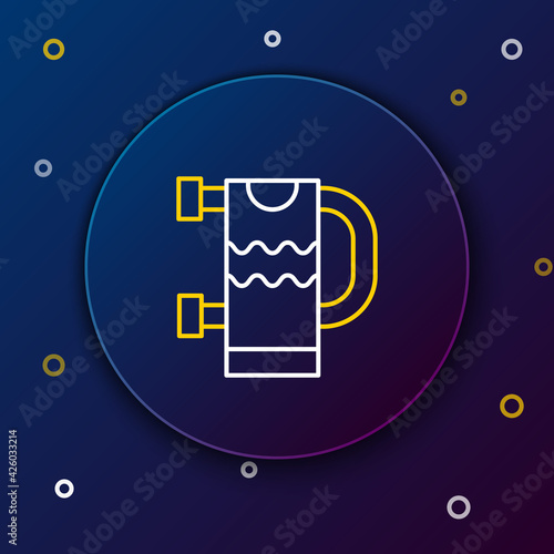 Line Heated towel rail icon isolated on blue background. Colorful outline concept. Vector