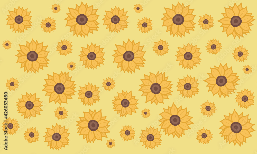 Fototapeta premium Seamless pattern with sunflowers. Abstract floral background.