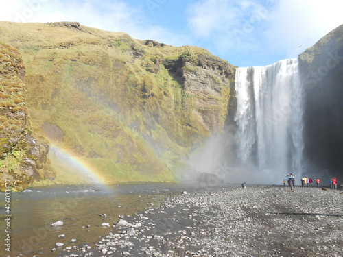 アイスランドの滝と虹