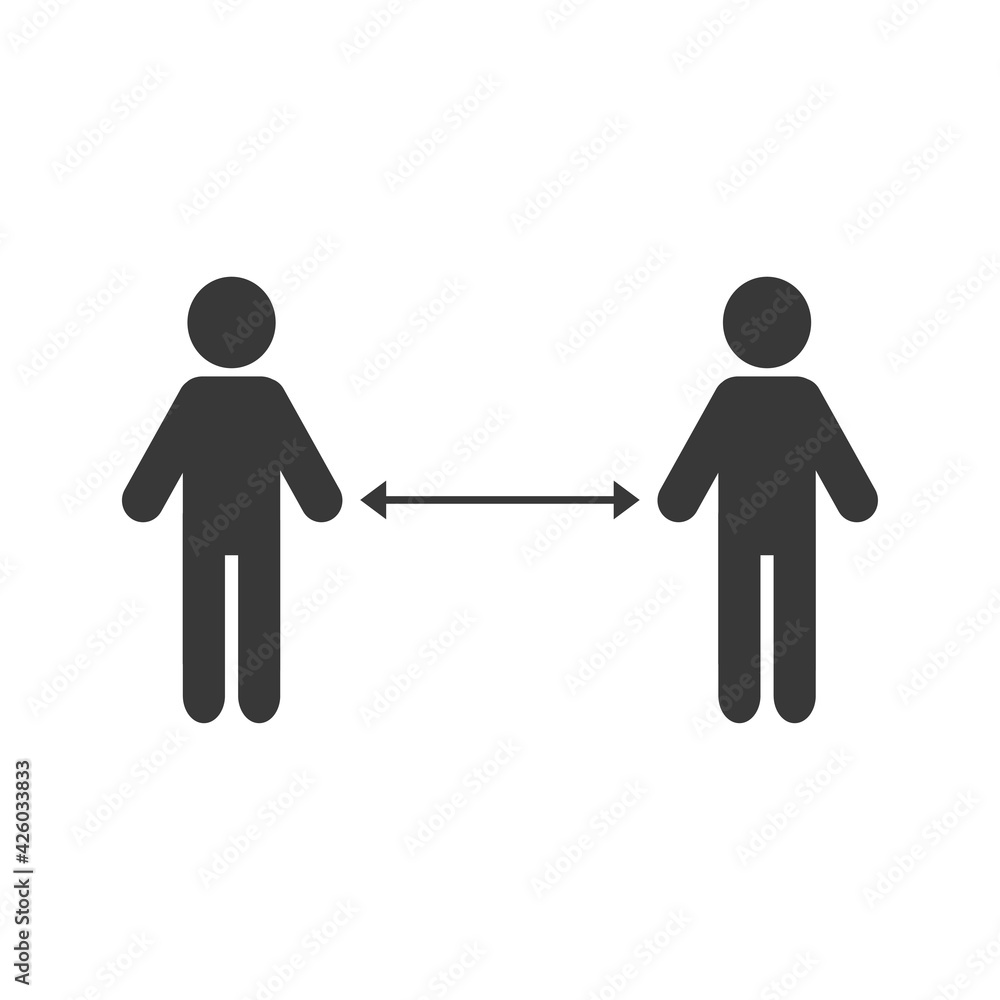 Social distancing icon isolated on white background. Keep the distance. Vector illustration Social distancing icon isolated on white background. Keep the distance. Vector illustration