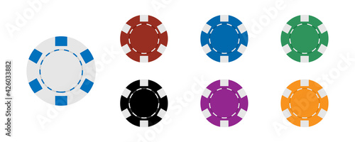 Casino coins chip set isolated on white background. Poker chips. Vector illustration