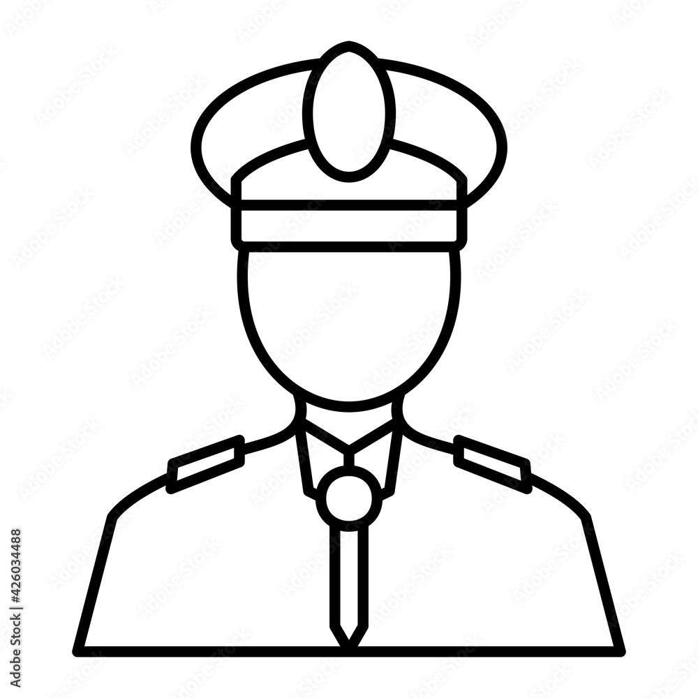 Vector Captain Outline Icon Design Vector Captain Outline Icon Design