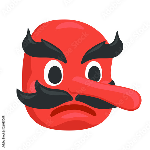 Goblin Emoji Icon Illustration. Red Mask Vector Symbol Emoticon Design Doodle Vector.