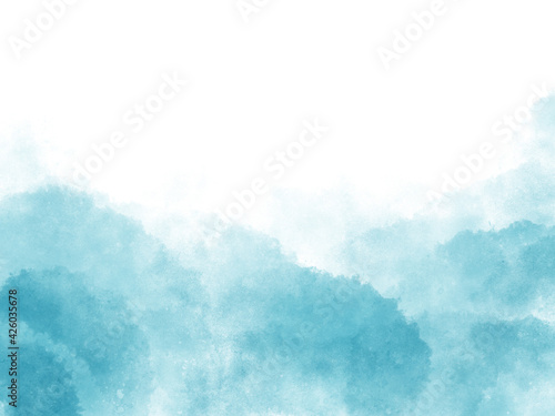 海の中のようなイメージの背景、青色の水彩画の壁紙、初夏、深海 © scenes works