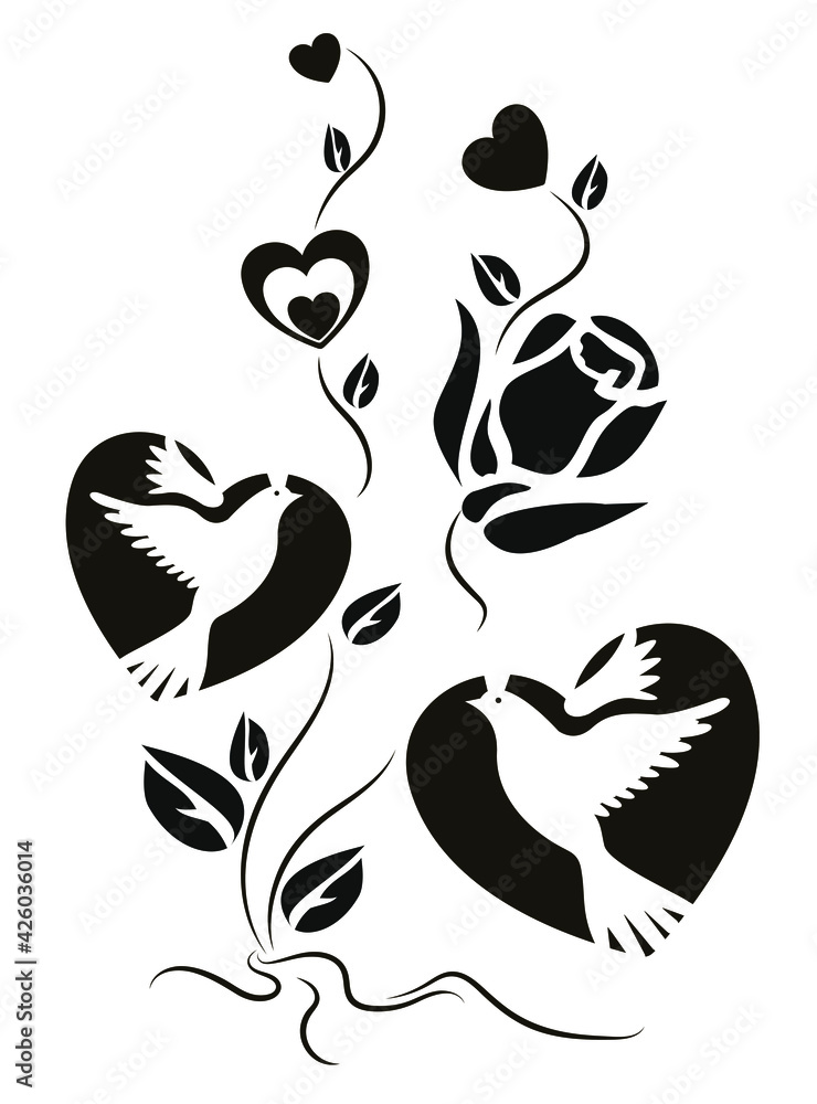 Beautiful flower. Conceptual design. Stylized floral symbol. Vector illustration, stencil. Beautiful flower. Conceptual design. Stylized floral symbol. Vector illustration, stencil.