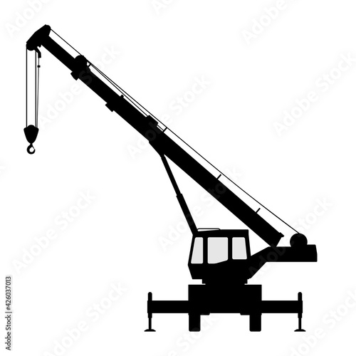 The crane Silhouette on a white background.