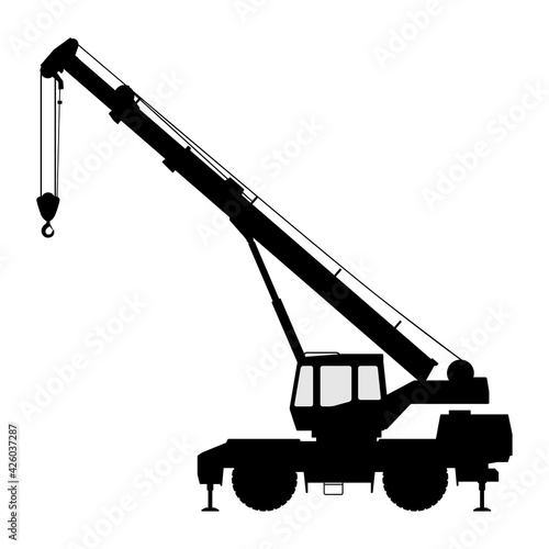 The crane Silhouette on a white background.