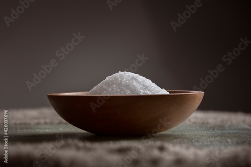 Bath salt in bamboo bowl 