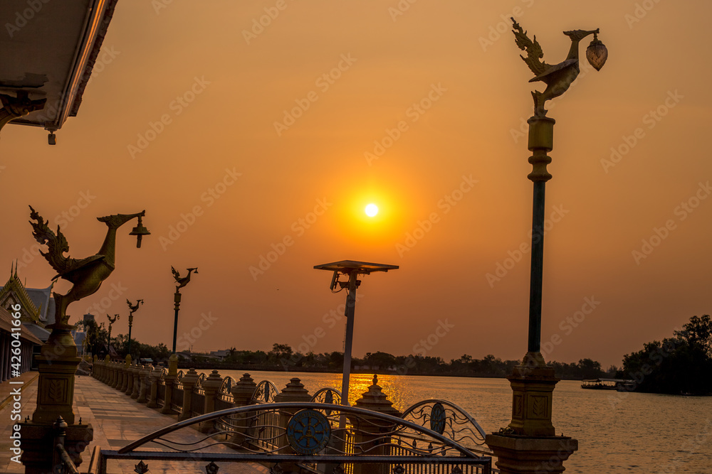 Background of one of the religious sites in Thailand (Wat Sothon Wararam Worawihan) in Chachoengsao, tourists always come to make merit.