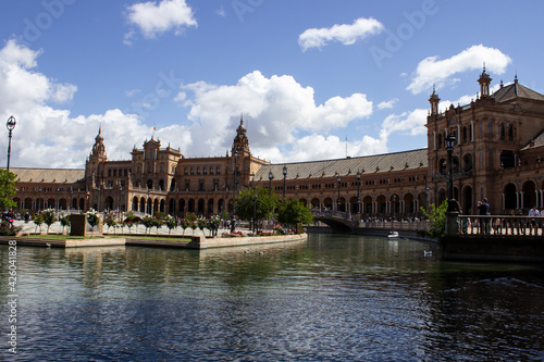 The Plaza de España or Spain Square, is a plaza in Parque de María Luisa, in Seville, Spain. It was built in a Moorish paradisiacal style for the Ibero-American Exposition of 1929. © Maribel Alonso