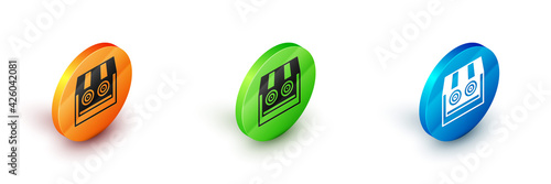 Isometric Shooting gallery icon isolated on white background. Shooting range. Circle button. Vector
