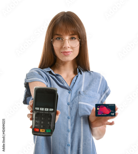 Young woman with payment te...