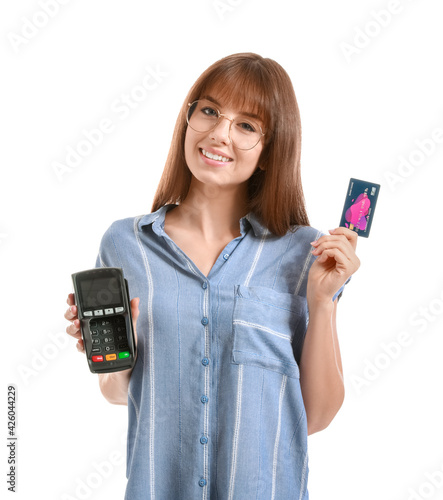 Young woman with payment te...