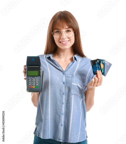Young woman with payment te...