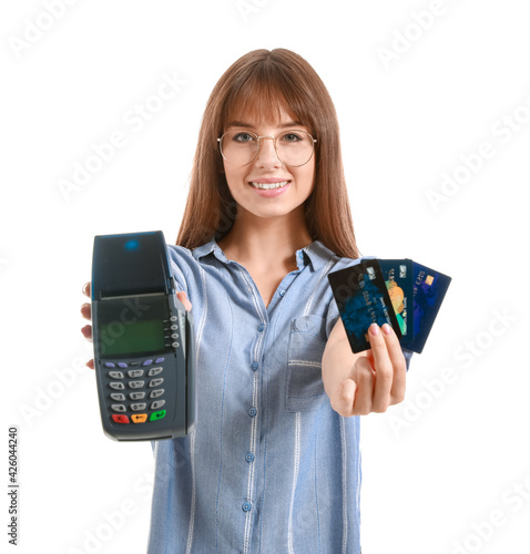 Young woman with payment te...