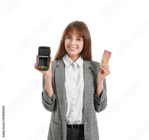Young businesswoman with pa...