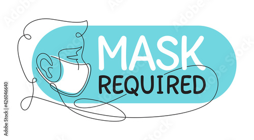 Obraz na plátně Mask Required in thin continious line