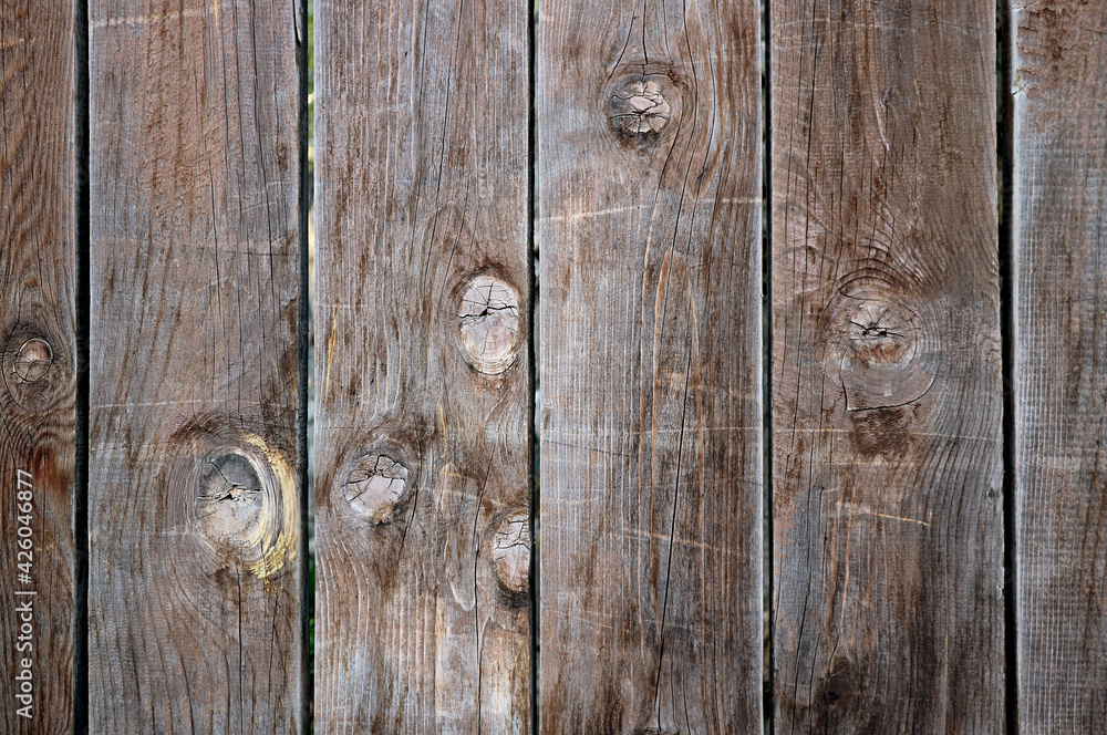 Naklejka premium Front View of Vertical Patterned Old Wooden Plank Texture