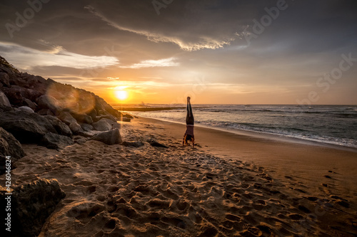 Yoga at the beach, France