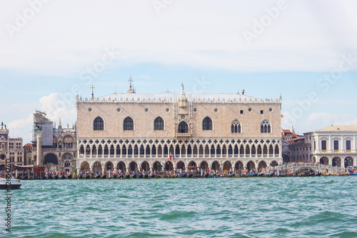 Famous Doge's palace on Piazza di San Marco, view from the the Grand Canal in Venice, Italy. Italian buildings cityscape. Famous romantic city on water © Blumesser