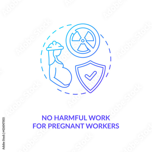 No harmful work for pregnant workers blue gradient concept icon. Expecting mother health safety. Migrant worker rights idea thin line illustration. Vector isolated outline RGB color drawing