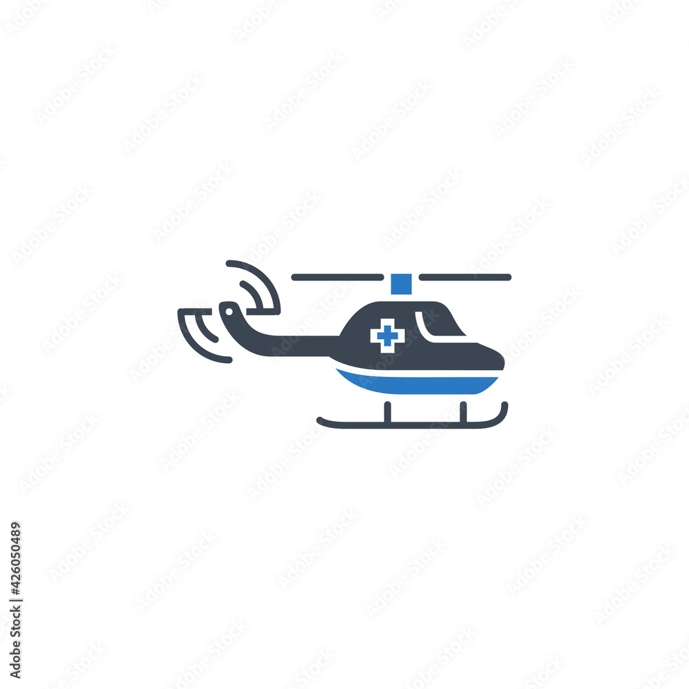 Emergency Helicopter Glyph Related Vector Icon. Flat Icon Isolated on the White Background. Editable EPS file. Vector illustration.