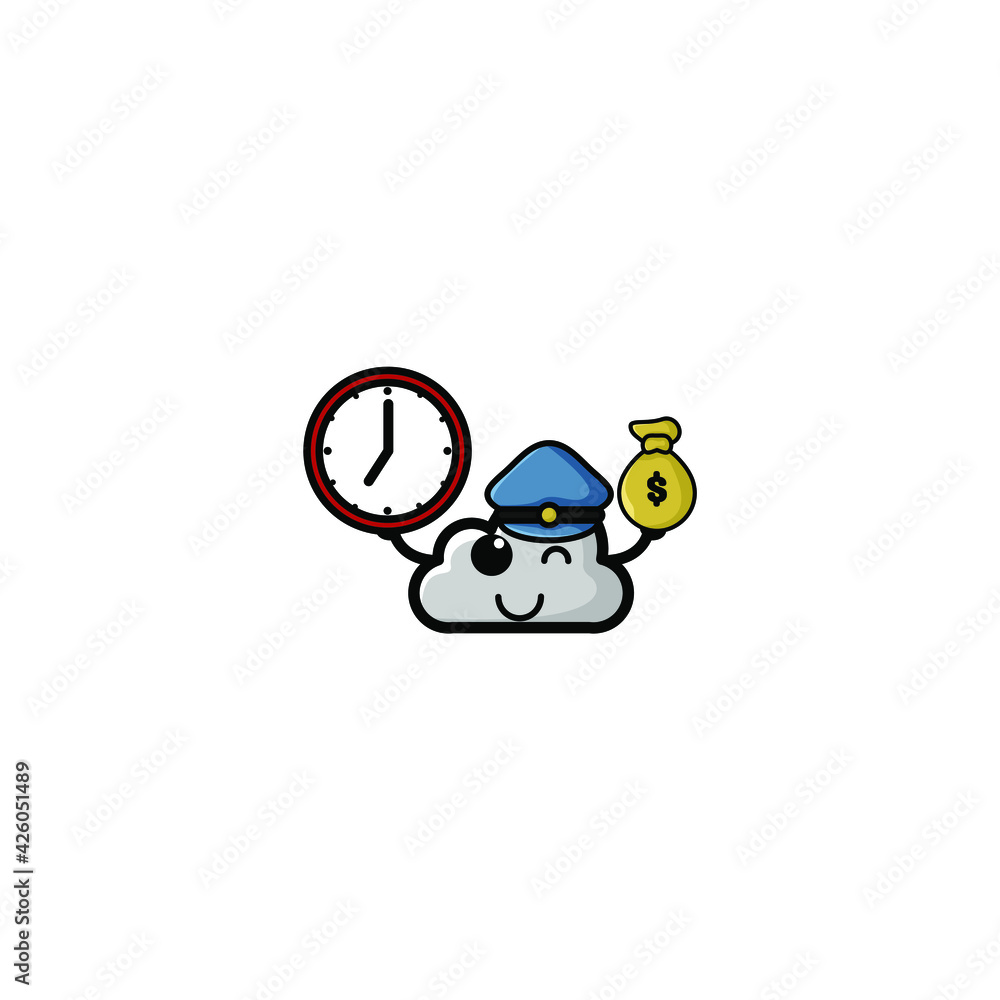 Cute Cloud Kawaii Cartoon Character Vector Illustration Design. Outline, Cute, Funny Style. Recomended For Children Book, Cover Book, And Other.